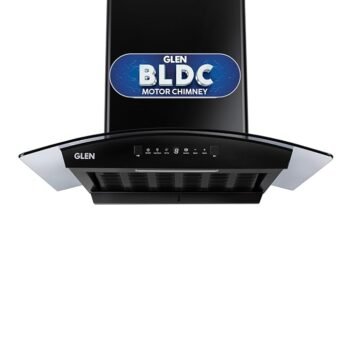 Glen 60 cm 1500 m³/hr BLDC Filterless Thermal Autoclean Kitchen Chimney, Curved Glass |(Hood RICA 60, Heat Sensor| Aeration technology|Touch & Gesture Control,Black)