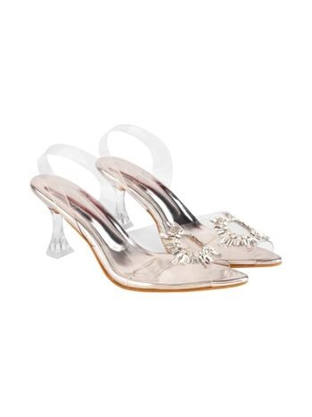 Transparent Golden Sandals For Women