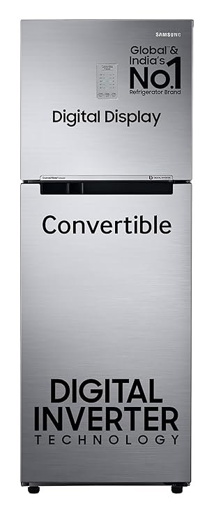 Samsung 236 L, 3 Star, Convertible, Digital Inverter with Display Frost Free Double Door Refrigerator (RT28C3733S8/HL, Silver, Elegant Inox)