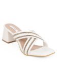 White Brown Strap Sandals For Women