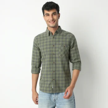 Green Checkered Shirt For Men