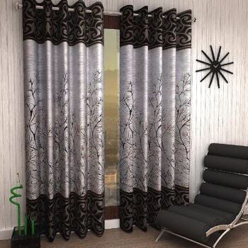 Home Sizzler 2 Piece Elegant Panel Eyelet Polyester Window Curtains - 5 Feet, Brown