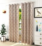 Fresh From Loom Grommet Curtains For Door 10 Feet Long|Big Window Curtain Premium Polyester Weaved Parda|Latest Modern Parde For Living Room Bedroom|Home Jacquard Screens (Beige, 2Pc Only) - Blackout