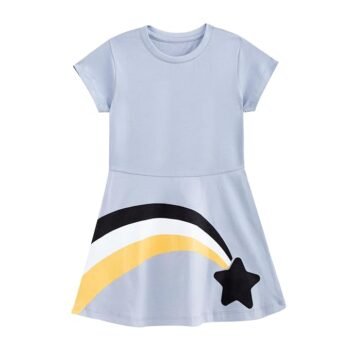 YouGotPlanB 100% Cotton Printed Above Knee Length Dress for Girls