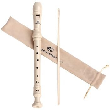 CONJURER Soprano Recorder Instrument for Kids Student - German Fingering 8 Hole Flute ABS Descant Recorders for Beginners with Cleaning Rod and Bag, Beige