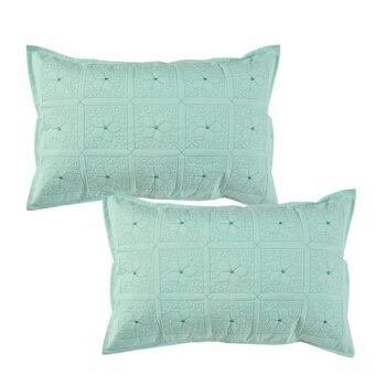 Rj Products Embroidery Pillow Covers Set of 2 Piece |Zipper| (Sea_Green)
