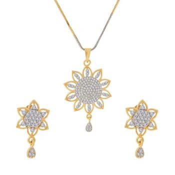 Zeneme Gold Plated Gold Plated and Cubic Zirconia Pendant for Women's & Girl's