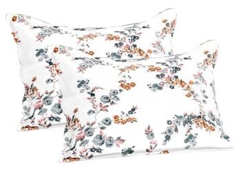 Trance Home Linen Floral 180 TC 100% Cotton Printed Pillow Covers | Pillow Cases | Set of 2 Piece Pillow Covers only |Large Size (20 X 30 inch, Nile Peach)