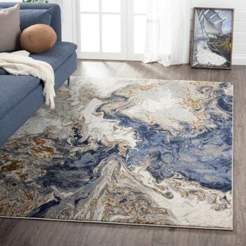 ishro home 3 x 5 Feet 3D Jet Multi Printed Carpet Rug Runner and Carpets for Bedroom/Living Area/Home with Anti Slip Backing (Marbles, 5' x 3' (Rectangular))