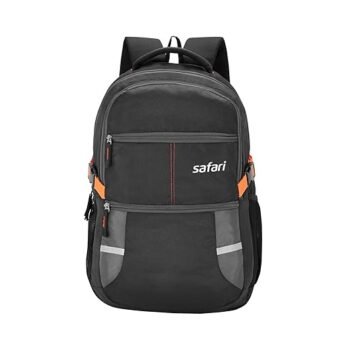 Safari Omega spacious/large laptop backpack with Raincover, college bag, travel bag for men and women, Black, 30 Litre