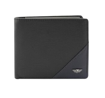 Police Groix men's Leather Over Flap Coin Wallet -Black