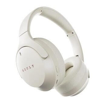 Boult Q Over Ear Bluetooth Headphones with 70H Playtime, 40mm Bass Drivers, Zen™ ENC Mic, Type-C Fast Charging, 4 EQ Modes, BTv 5.4, AUX Option, Easy Control, IPX5 headphones wireless with mic (Beige)
