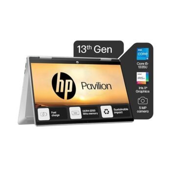 HP Pavilion x360, 13th Gen Intel Core i5-1335U Laptop (16GB DDR4, 512GB SSD) Touchscreen, 14"/35.6cm, FHD, Win 11, Office 21, Silver, 1.51kg, Iris Xe, FPR, 5MP Camera, Backlit KB, Pen, ek1074TU