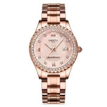 NIBOSI Women Watches Analogue Wrist Watches Watches for Women's & Girls&Miss&Ladies Rose Gold Dial Watch with Stylish Diamond Studded Watches